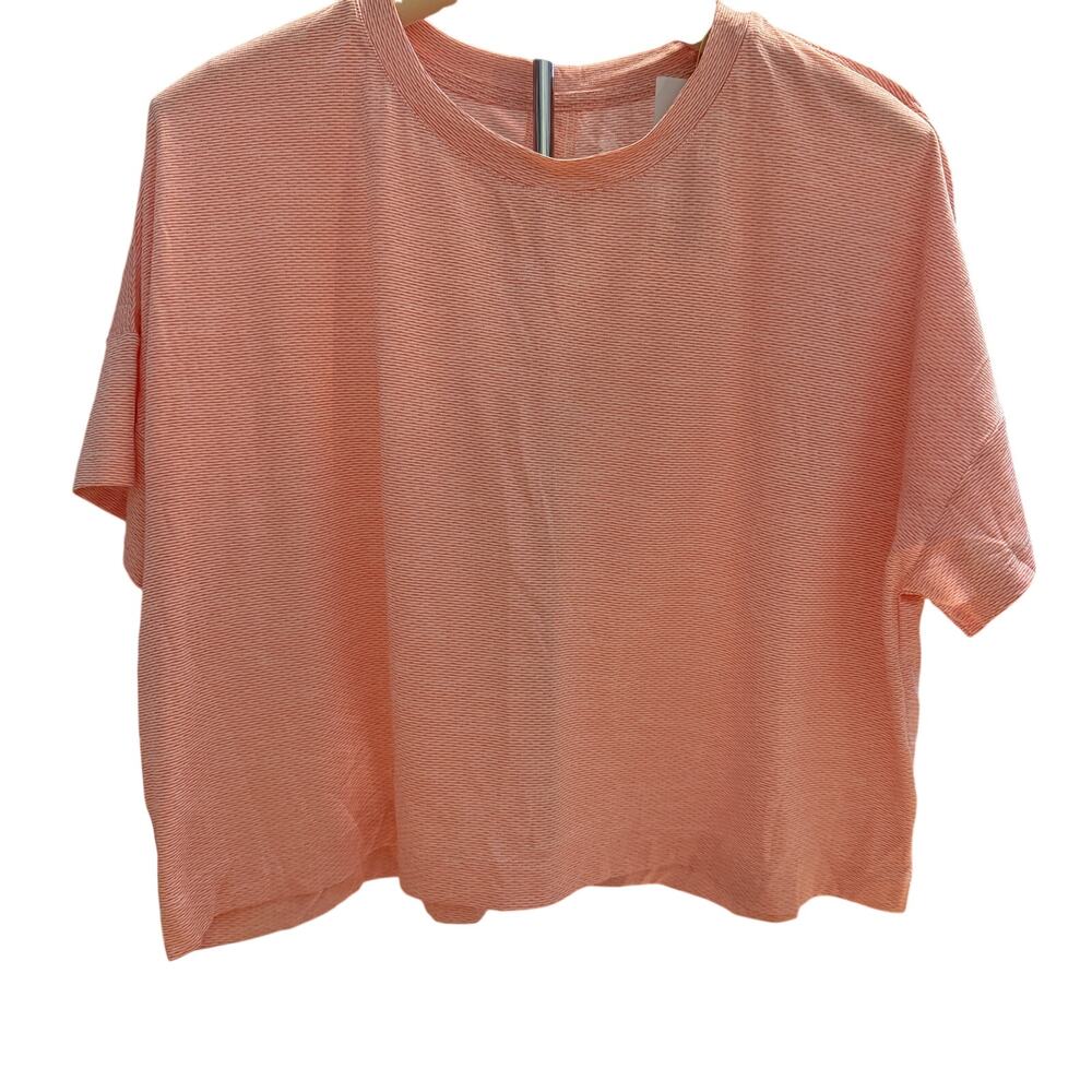 All in Motion Women's Heather Orange Short Sleeve Back Slit Crop Top - XXL - NWT